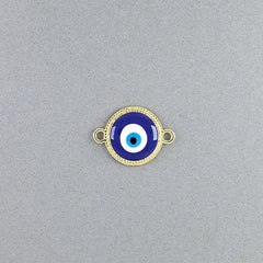 Evil Eye Gold Blue Brass Enamel Charm For Women