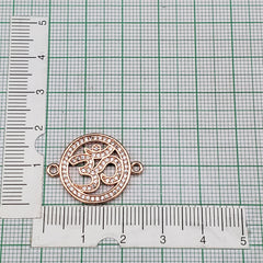 Om Rose Gold American Diamond Copper Centre Pcs For Women