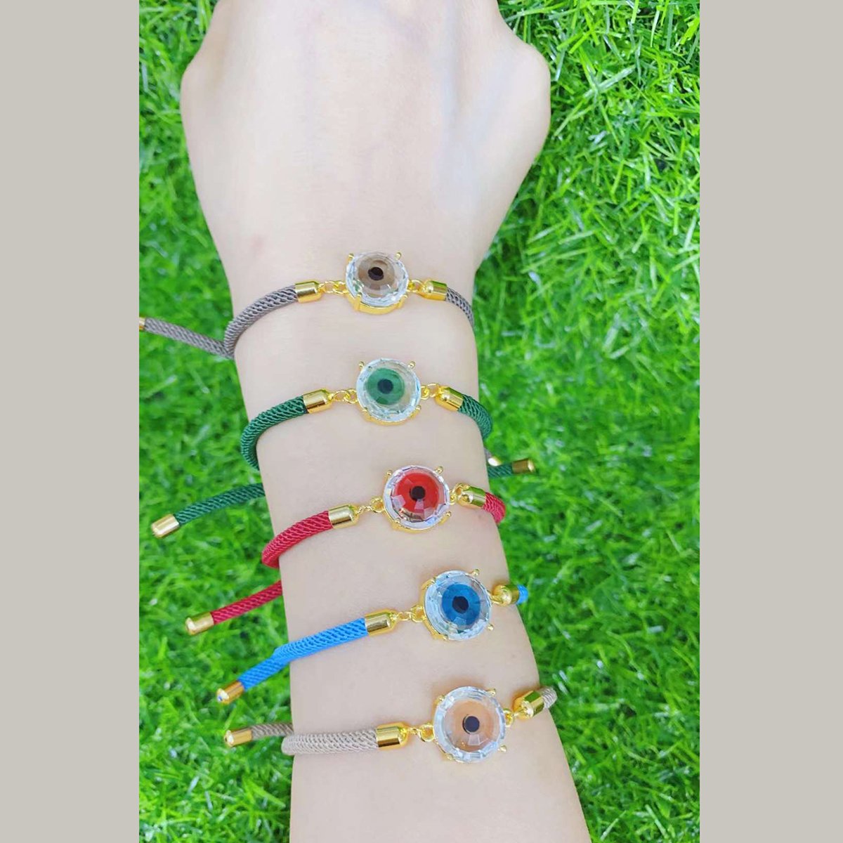 Blue Glass Eye Gold Bracelet Brass For Women