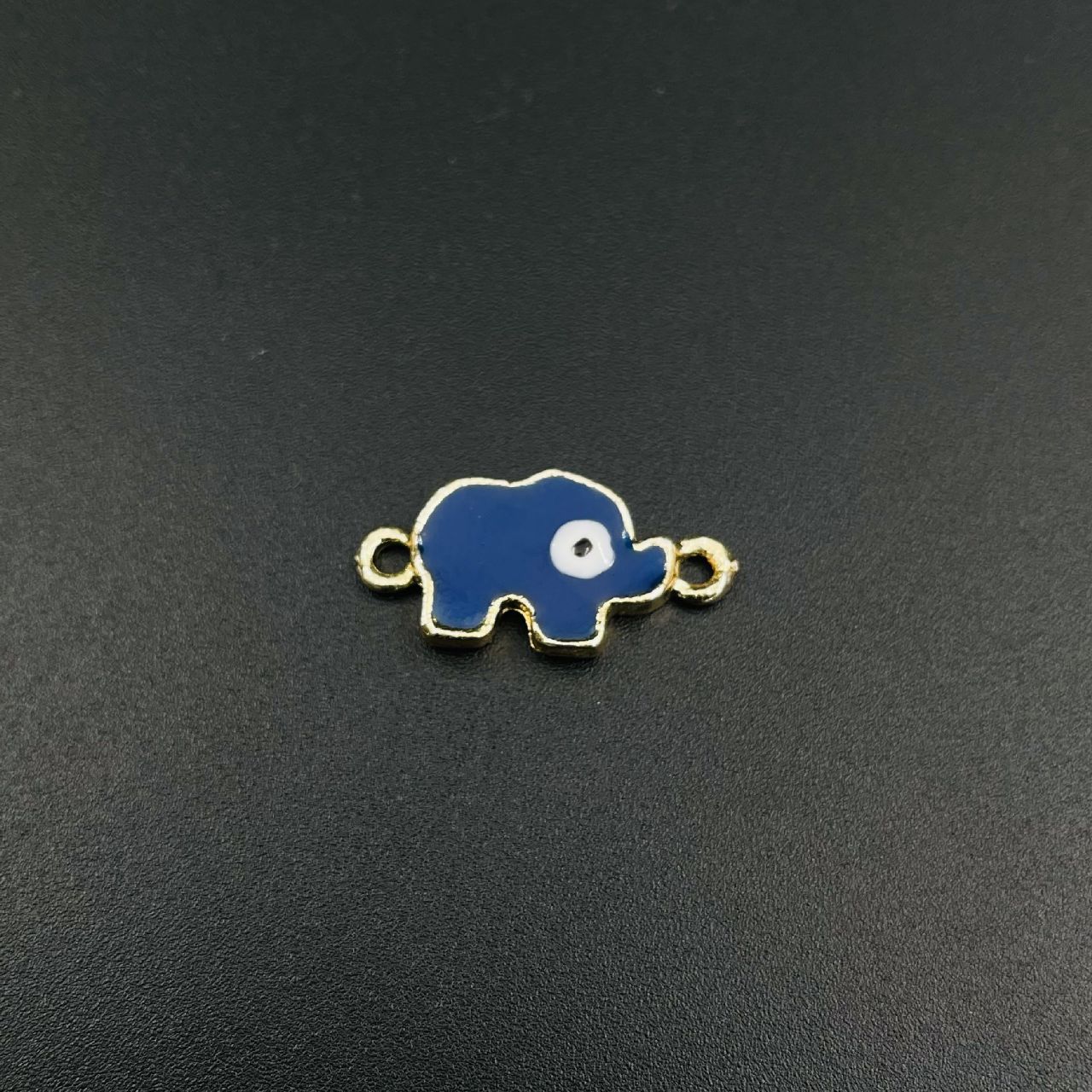 Alloy Enamel Elephant Evil Eye Dark Blue Gold Charm For Women_PACK OF_6