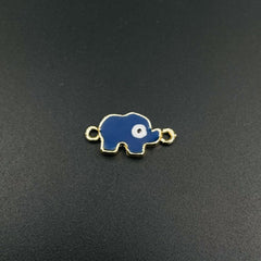 Alloy Enamel Elephant Evil Eye Dark Blue Gold Charm For Women_PACK OF_6