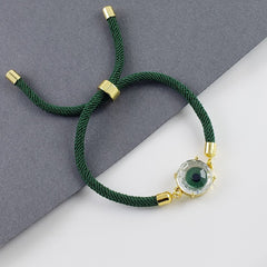 Blue Glass Eye Gold Bracelet Brass For Women