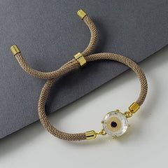 Blue Glass Eye Gold Bracelet Brass For Women