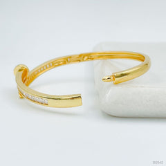 Nail Gothic Copper Baguette Cubic Zirconia Gold Bangle Kada Women