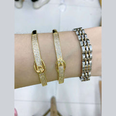 Belt Buckle Gold Copper American Diamonds Openable Kada Bangle For Women