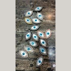 Evil Eye Oval Black Silver American Diamond Copper Centre Pcs For Women