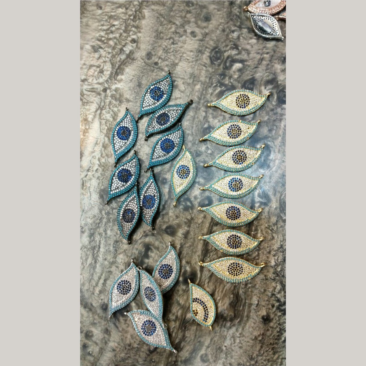 Evil Eye Leaf Silver American Diamond Crystal Centre Pcs Women