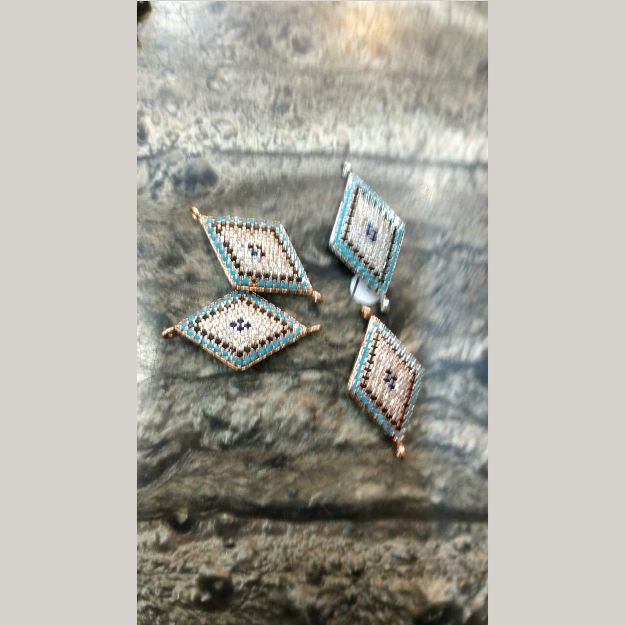 Evil Eye Gold Blue American Diamond Crystal Centre Pcs For Women