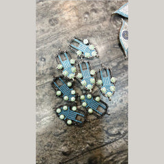 Hamsa Evil Eye Black Silver Blue American Diamond Crystal Centre Pcs For Women