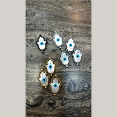 Evil Eye Hamsa Silver American Diamond Crystal Centre Pcs For Women
