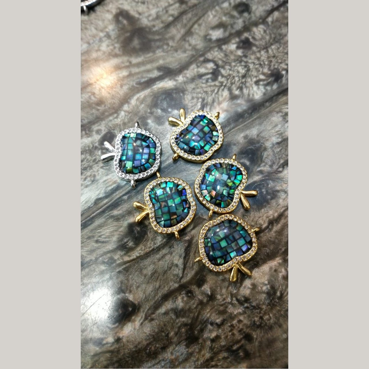 Apply Abalone Gold American Diamond Crystal Centre Pcs For Women