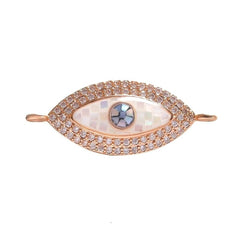 Evil Eye Oval Abalone Rose Gold American Diamond Crystal Centre Pcs For Women