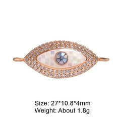 Evil Eye Oval Abalone Rose Gold American Diamond Crystal Centre Pcs For Women