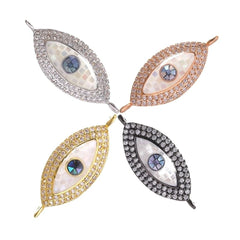 Evil Eye Oval Abalone Rose Gold American Diamond Crystal Centre Pcs For Women