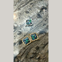 Flower Abalone Gold American Diamond Crystal Centre Pcs For Women