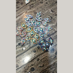 Evil Eye Oval Abalone Gold American Diamond Crystal Centre Pcs For Women