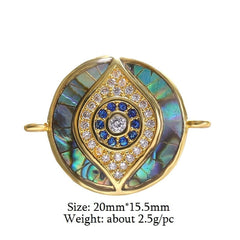 Evil Eye Round Abalone Gold Blue American Diamond Crystal Centre Pcs For Women