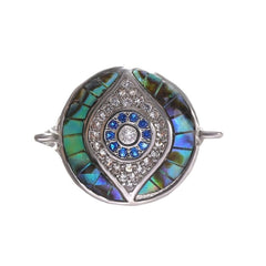 Evil Eye Round Abalone Gold Blue American Diamond Crystal Centre Pcs For Women