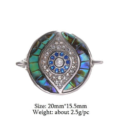 Evil Eye Round Abalone Gold Blue American Diamond Crystal Centre Pcs For Women