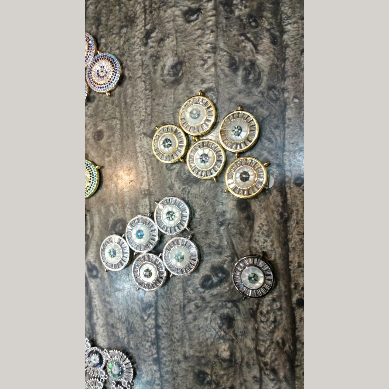 Evil Eye Round Abalone Black Silver Crystal Centre Pcs For Women