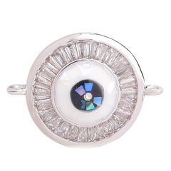 Evil Eye Round Abalone Black Silver Crystal Centre Pcs For Women