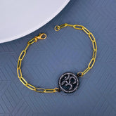 Copper Cubic Zirconia Black Gold Om Bracelet Women