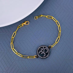 Copper Cubic Zirconia Black Gold Om Bracelet Women