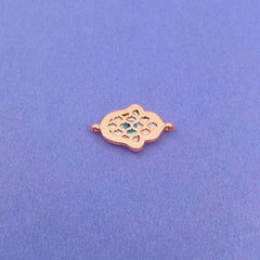 Evil Eye Hamsa Rose Gold Cubic Zirconia Copper Charm For Women