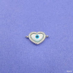 Evil Eye Heart Cubic Zirconia Silver Copper Charm For Women