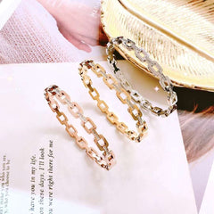 Cubic Zirconia 18K Gold Stainless Steel Openable Bangle Kada For Women