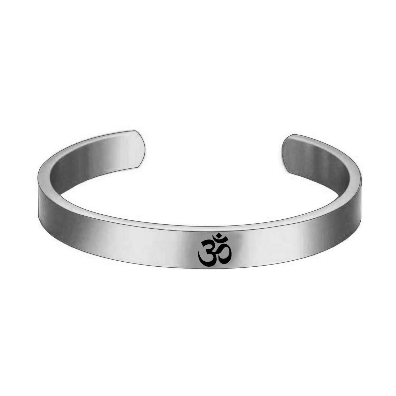 Stainless Steel Silver Om Engraved Bangle Cuff Kada For – ZIVOM