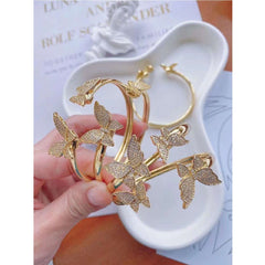 Twin Butterfly Cubic Zirconia 18K Gold Copper Bangle Kada Cuff Women