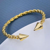 Nail Twisted 18K Gold Copper Adjustable Bangle Cuff For Women