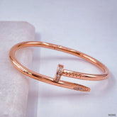 Nail Gothic Screw Cubic Zirconia Stainless Steel Rose Gold bangle kada Women