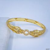 Dual panther Evil eye Cubic Zirconia Copper Gold bangle Kada Women