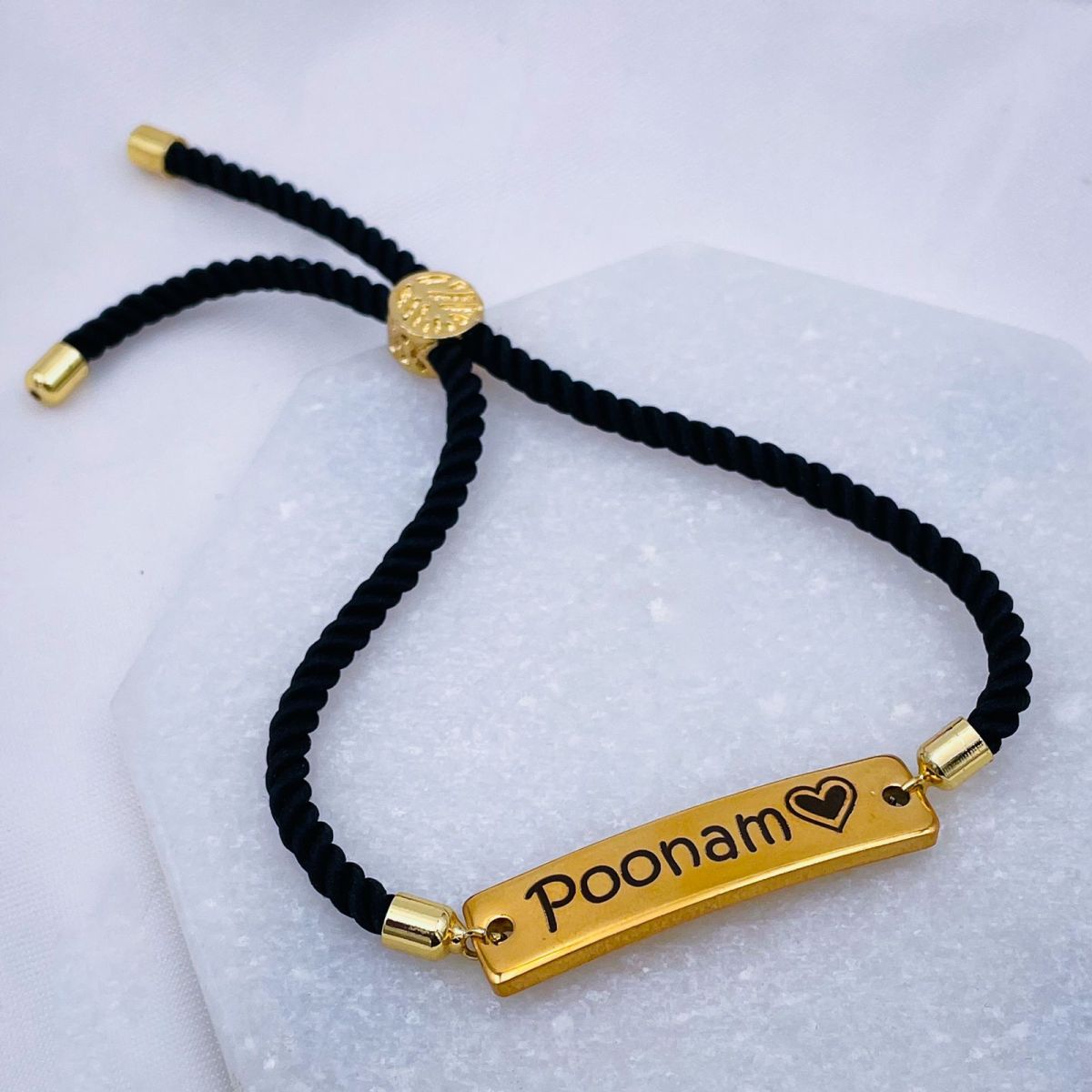 Stainless Steel Letter Engrave 18K Gold Adjustable Id Bracelet