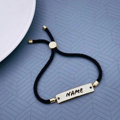 Stainless Steel Letter Engrave 18K Gold Adjustable Id Bracelet