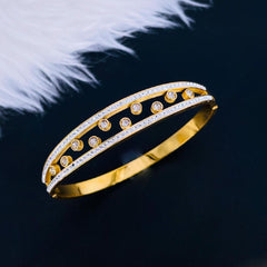 Celstra Cubic Zirconia 18K Gold Stainless Steel Openable Kada for Women