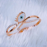 Cluster Cubic Zirconia 18K Rose Gold Stainless Steel Openable Kada for Women