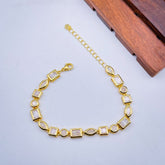 White Fancy Cubic Zirconia Copper 18K Gold Bracelet for Women