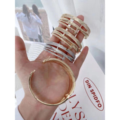 Screw Nail Dual Layer Cubic Zirconia 18K Gold Openable Kada Bangle for Women