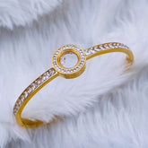 Dancing Zircons in Space 18K Gold Stainless Steel Openable Kada bangle for Women