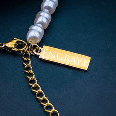 Love Green Emerald Pearl Links Toggle Clasp 18K Gold Stainless Steel Bracelet for Women