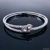 Drop Silver Cubic Zirconia Stretchable Copper Kada Bracelet for Women