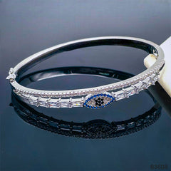 Evil Eye Cubic Zirconia Silver Copper Openable Kada Bangle for Women