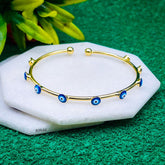 Nine Evil Eye 18K Gold Anti Tarnish Gold Cuff Kada Bangle for Women