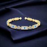 Rectangle Oval Mother of Pearl Evil Eye 18K Gold Cuff Kada Bangle for Women