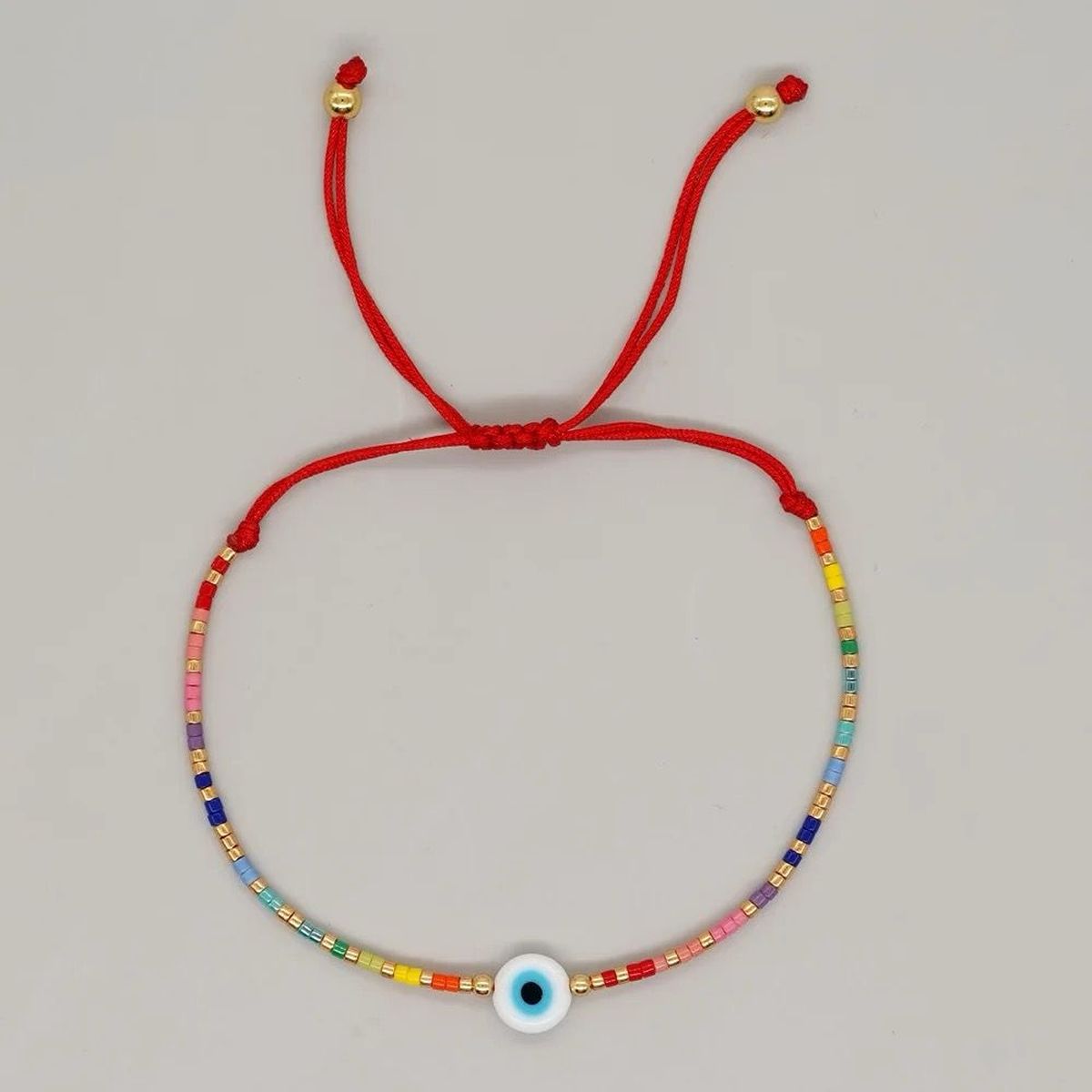 Evil Eye Handcrafted Neon Beads Multi Color Strand Thread Adjustable Bracelet