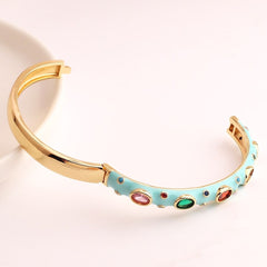 Hot Pink Enamel Gemstones 18K Gold Anti Tarnish Openable Kada For Women