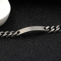 Gun Metal Brush Finish 316L Stainless Steel Customized Personalised Laser Engraved Id Curb Chain Bracelet For Men